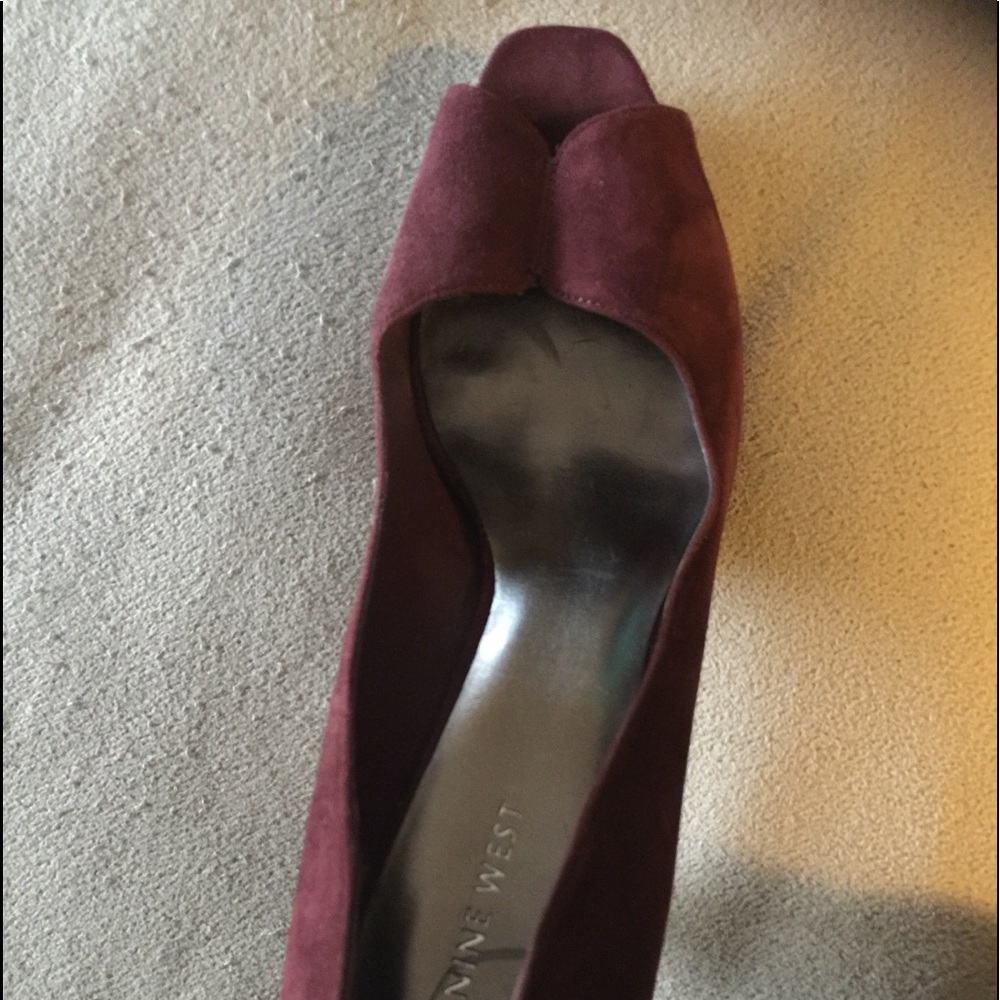 Burgundy Suede Peep Toe
